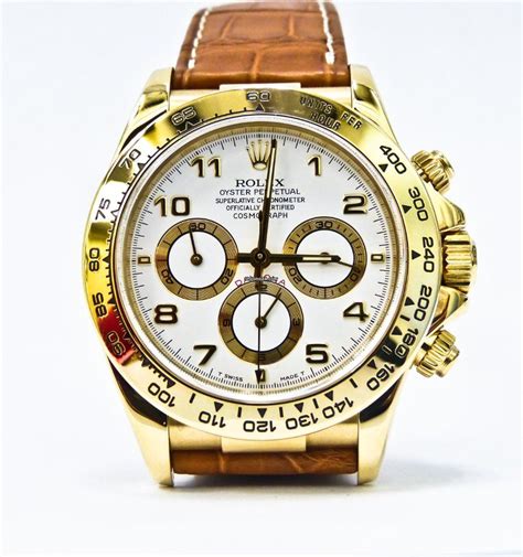 rolex daytona yellow gold brown leather strap|rolex daytona leather strap price.